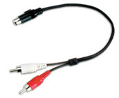 Specialty Camera Coupler (RCA PIN to 6 PIN Coupler) with Built-in Power Cable